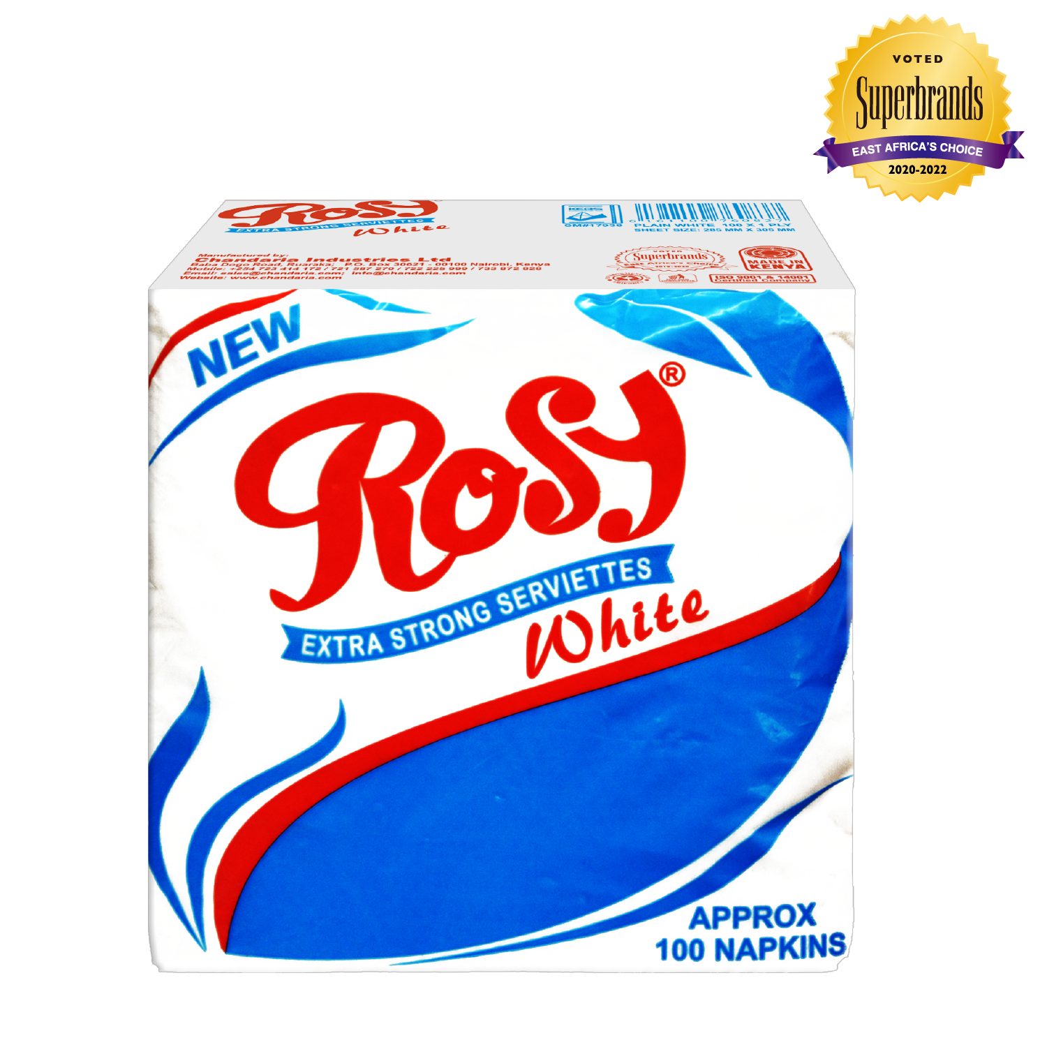 ROSY SERVIETTES White 18PKX100PC (Carton)