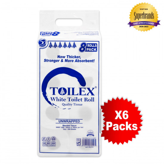 TOILEX TOILET PAPER WHITE 8'SX6  (Bale)