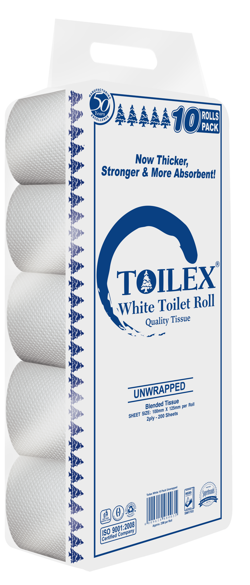 TOILEX WHITE TOILET PAPER 10'SX4 UNWRAPPED (Bale)