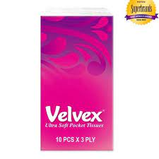 VELVEX POCKET TISSUE 12OUTRX10'S WHITE (outer)